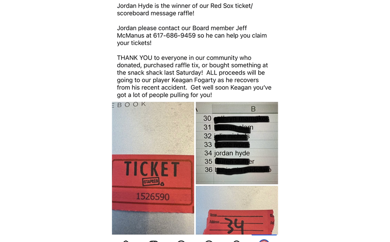 Red Sox Raffle Winner
